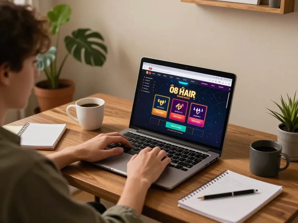 Engaging with O8 HAIR online casino from a cozy home setup while analyzing gaming strategies.