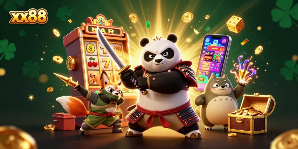 Experience the thrilling world of xx88 with a vibrant 3D casino illustration featuring dynamic gaming elements.