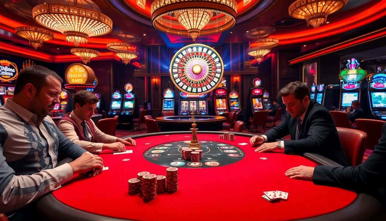 SODO CASINO 66 players engaging in a high-stakes poker game surrounded by vibrant casino elements.