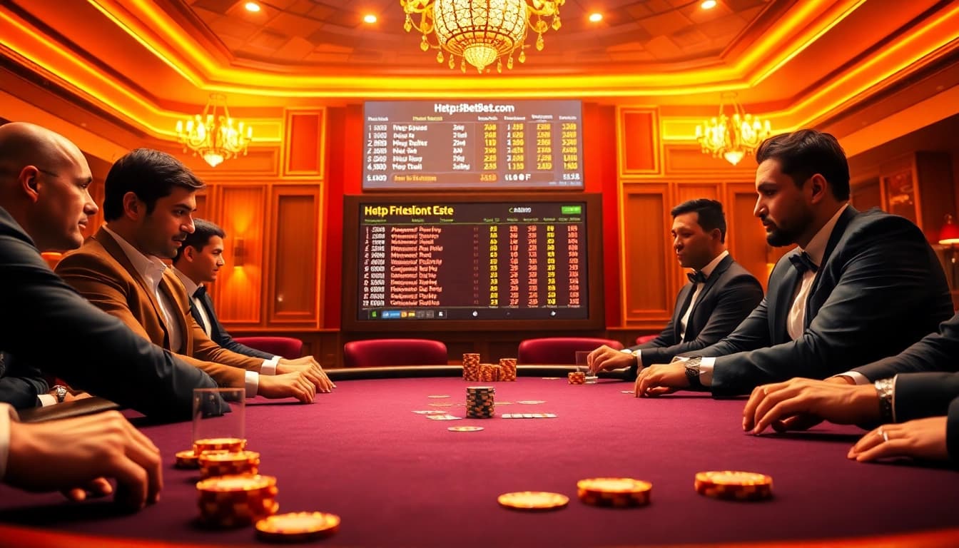 Experience the thrill of high-stakes gambling featuring a poker table at https://bet88best.com/ with vibrant colors and rich details.