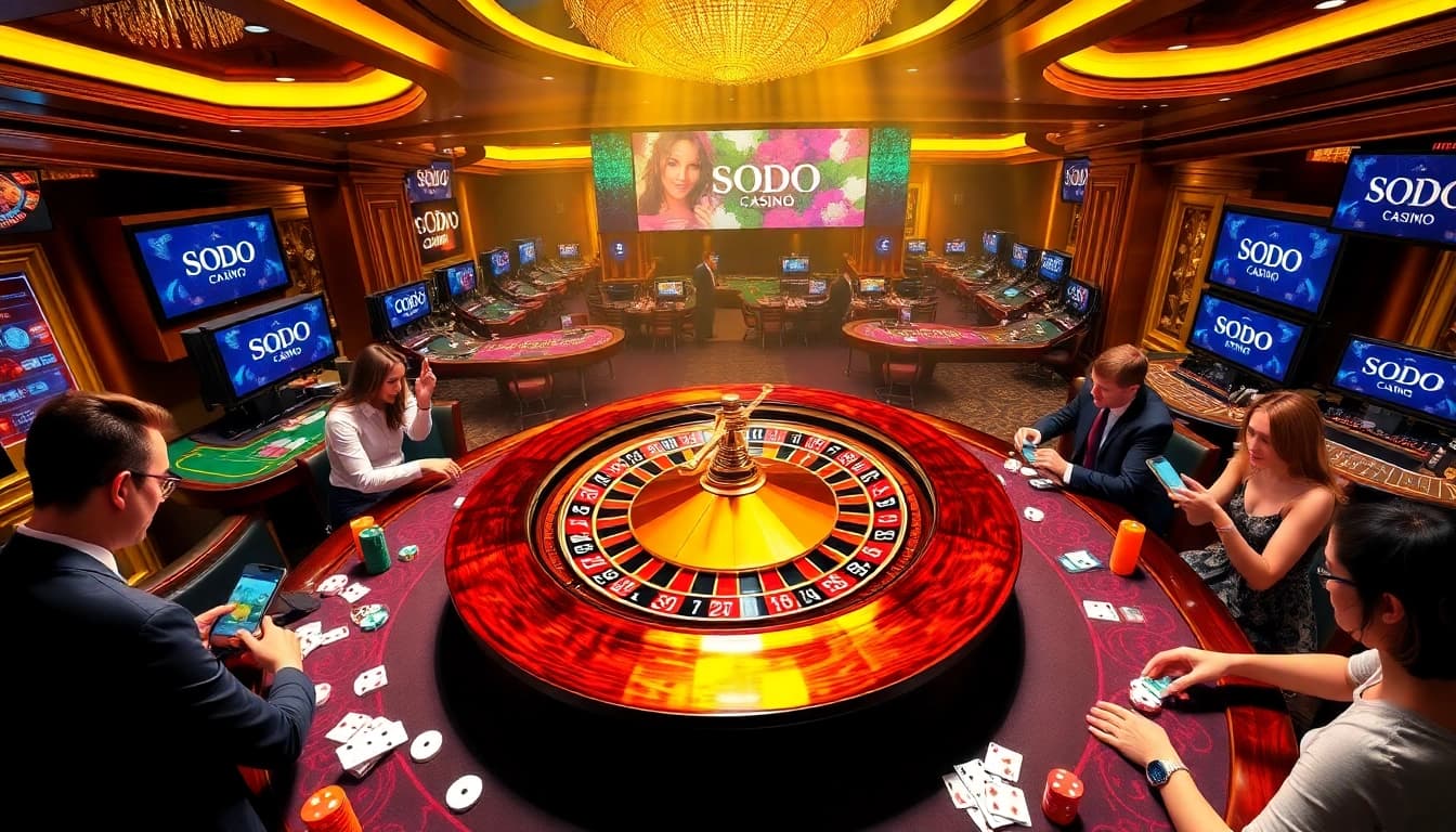 Experience high-stakes gaming at SODO Casino with vibrant roulette and mobile players.