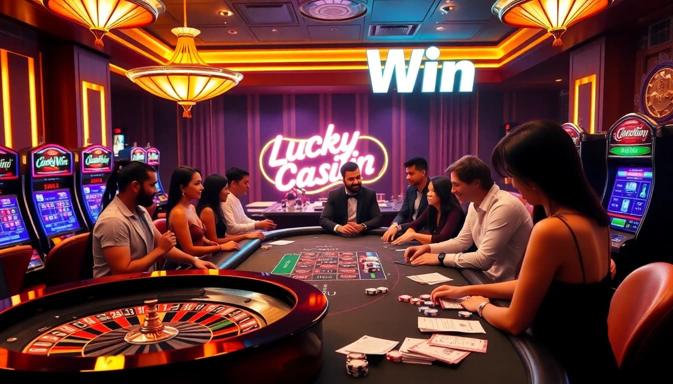 Experience the thrill of LuckyWin at a luxurious casino with engaging games and vibrant atmosphere.