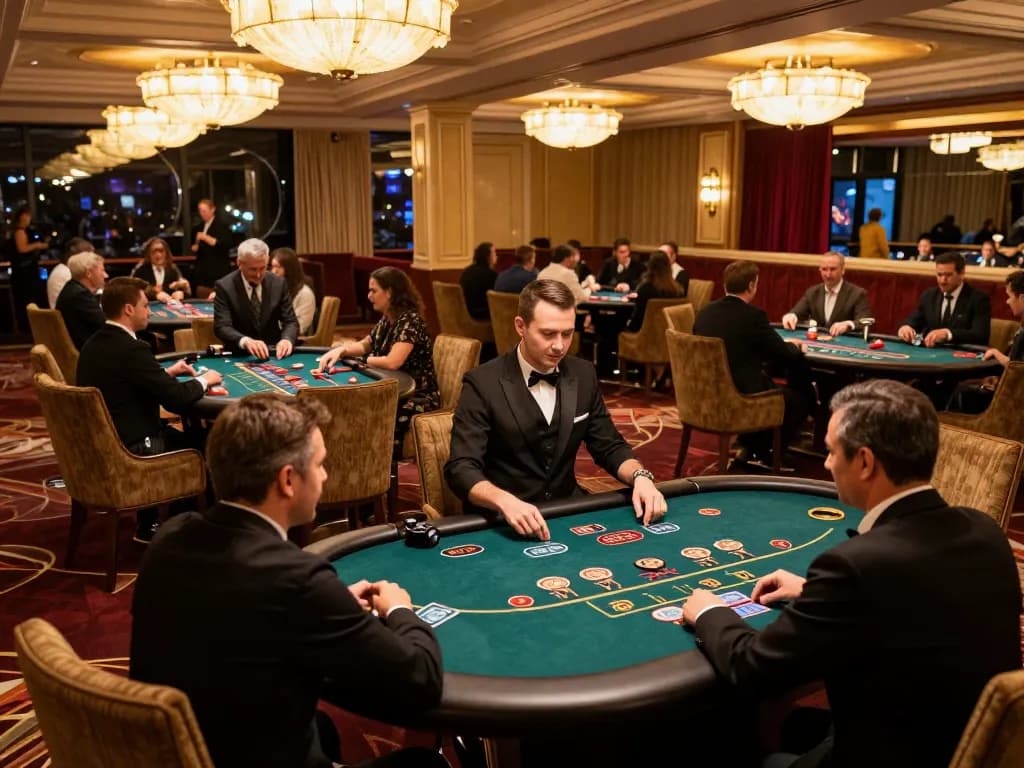 Người chơi tận hưởng trò chơi chiến lược tại casino KO66, không khí sôi động và các trò chơi bàn hấp dẫn.