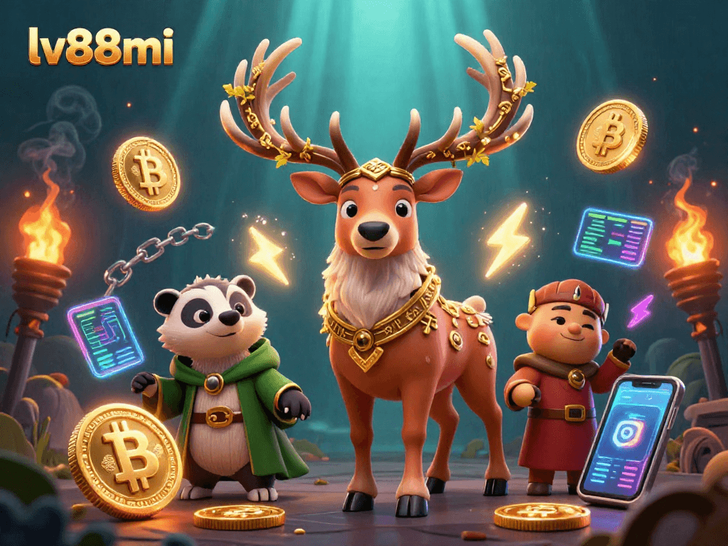 Experience the magic of lv88mi casino with glowing crypto elements and enchanting characters.