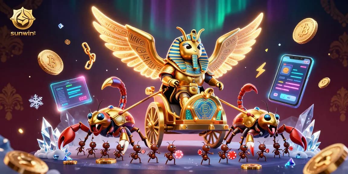 Experience thrilling gaming adventures with sunwin as the golden scarab beetle leads a vibrant casino scene.