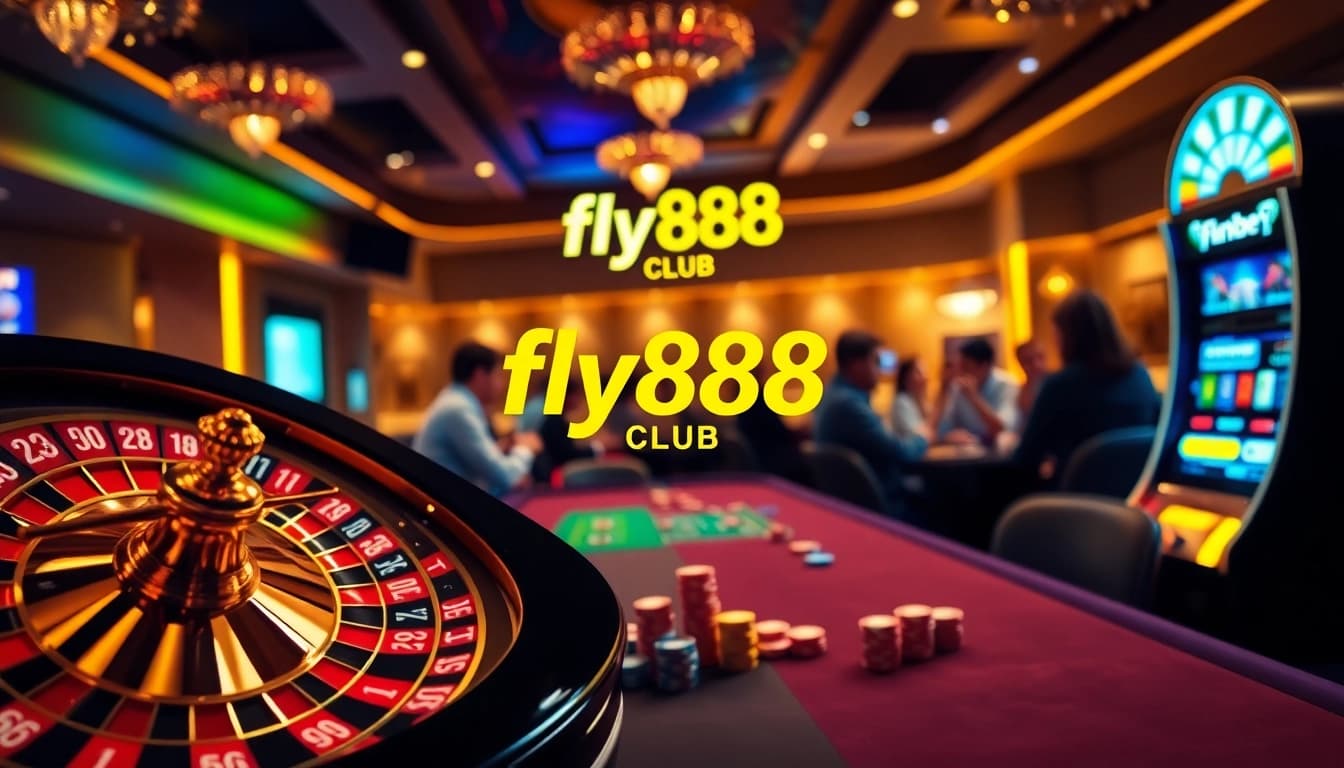Experience thrilling gameplay at fly888 club with exciting tables and vibrant poker chips.