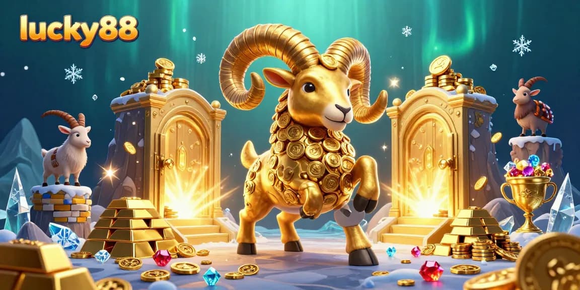 Experience thrilling gameplay at lucky88 with a golden ram charging past a treasure vault.