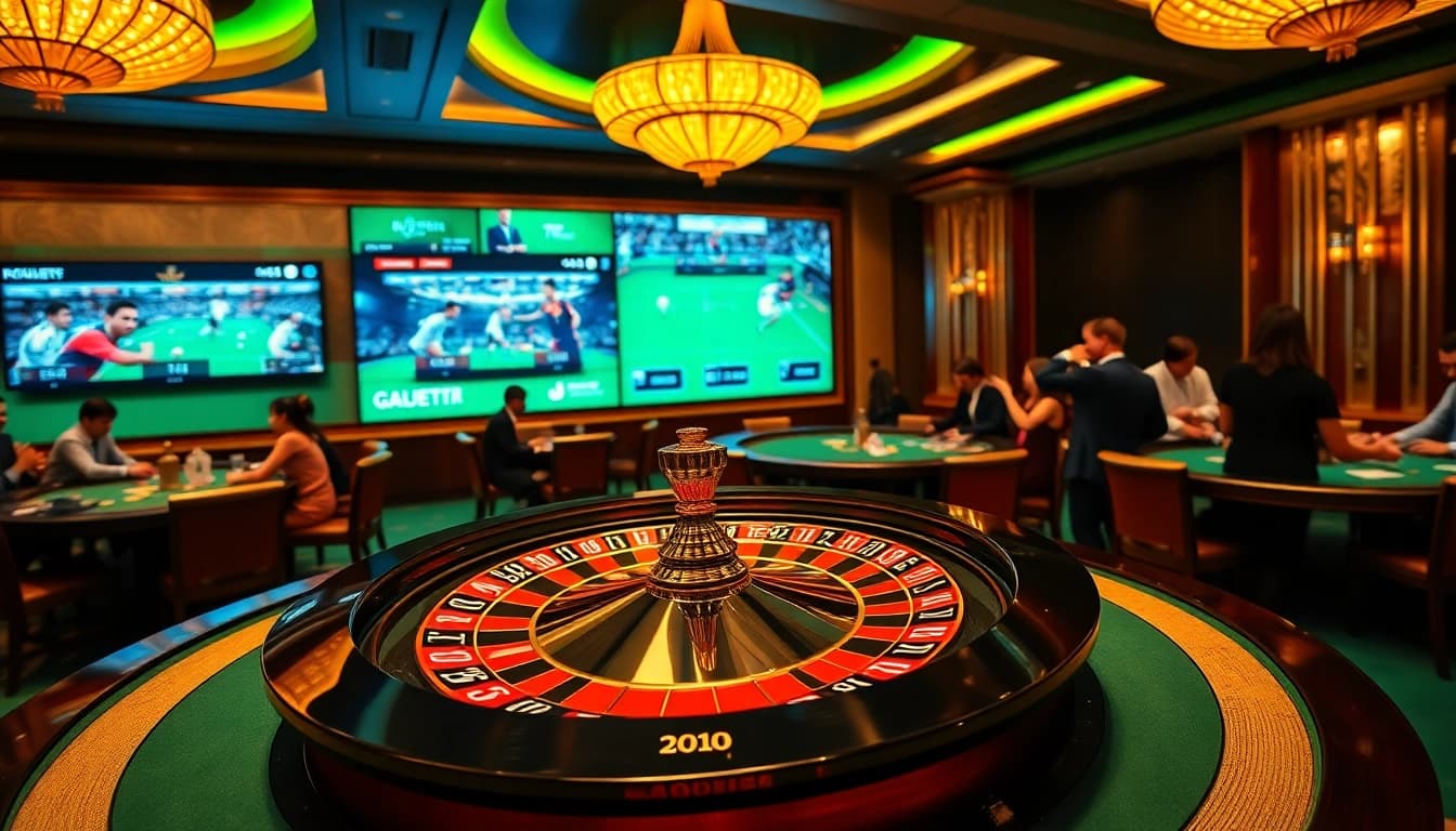 Enjoy an exhilarating moment of excitement at luongsontv60com, showcasing the thrill of roulette in a vibrant casino.