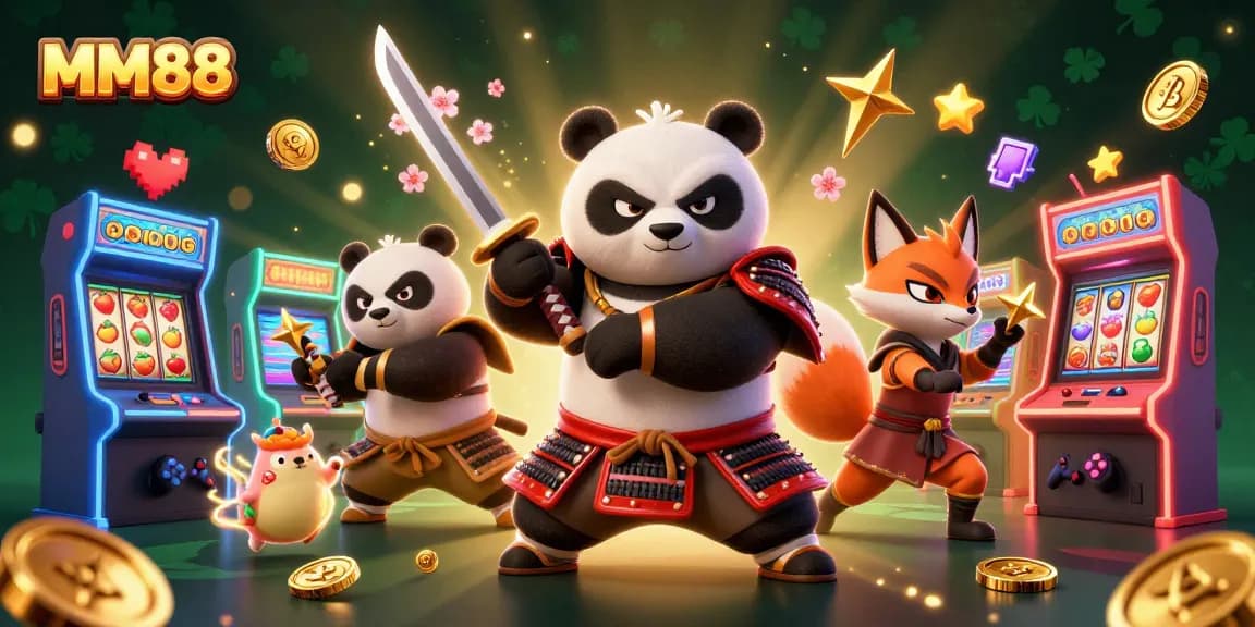 Engage with MM88’s vibrant casino experience featuring samurai panda and ninja fox.