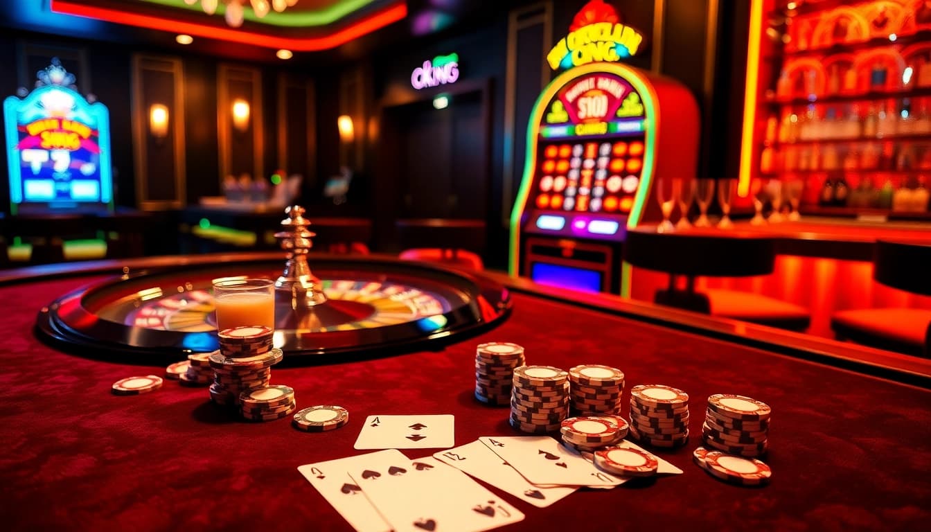 Exciting gambling experience at OK8386 featuring a luxury casino environment with a roulette table.
