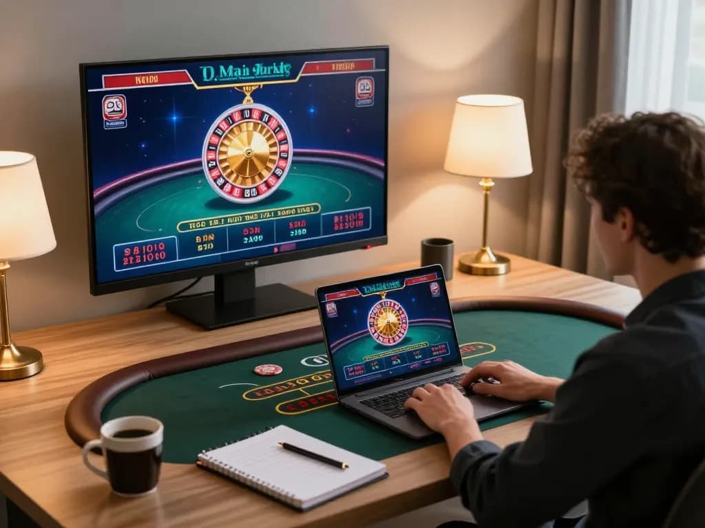 Engaging in an online rr 88 live dealer game while strategizing with notes and coffee