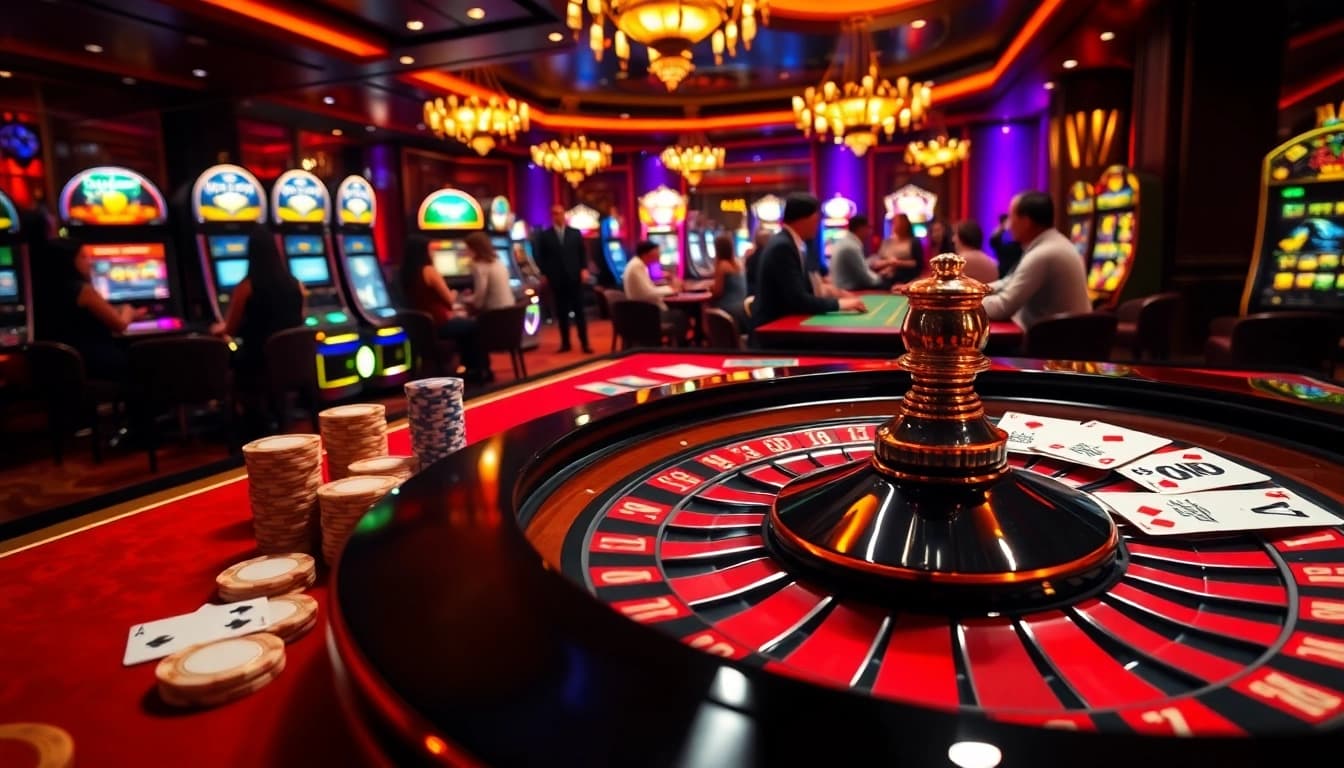 68VIP casino table showcasing vibrant poker chips and elegant playing cards in an elite gambling atmosphere.