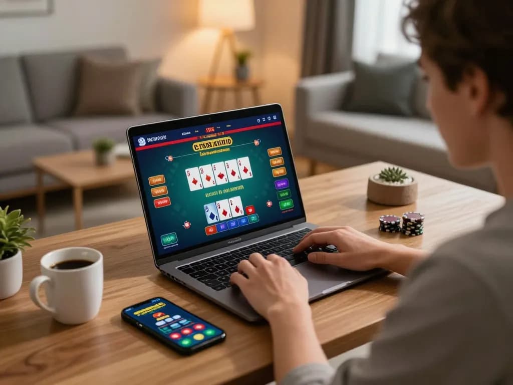 Engaging in strategic online betting on VA88 casino game with vibrant interface.