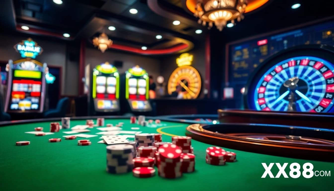 Experience high-stakes gameplay at XX88 COM with vibrant casino ambiance and exciting gaming options.