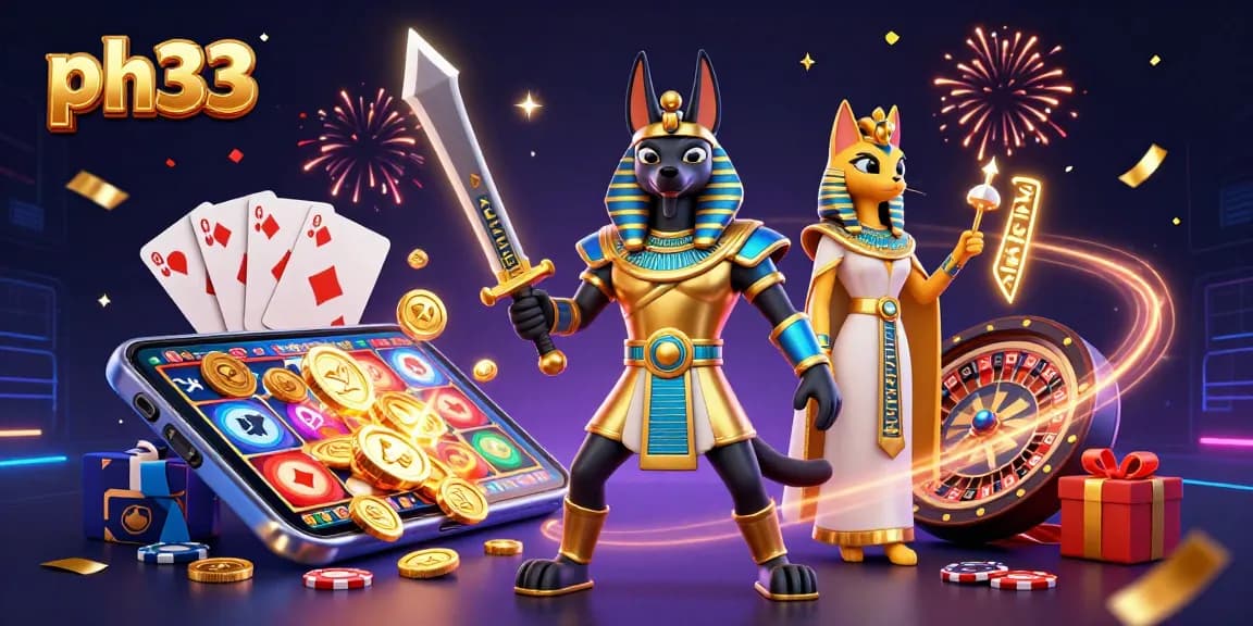 Spin and win at ph33 with vibrant visuals of ancient deities and casino games.