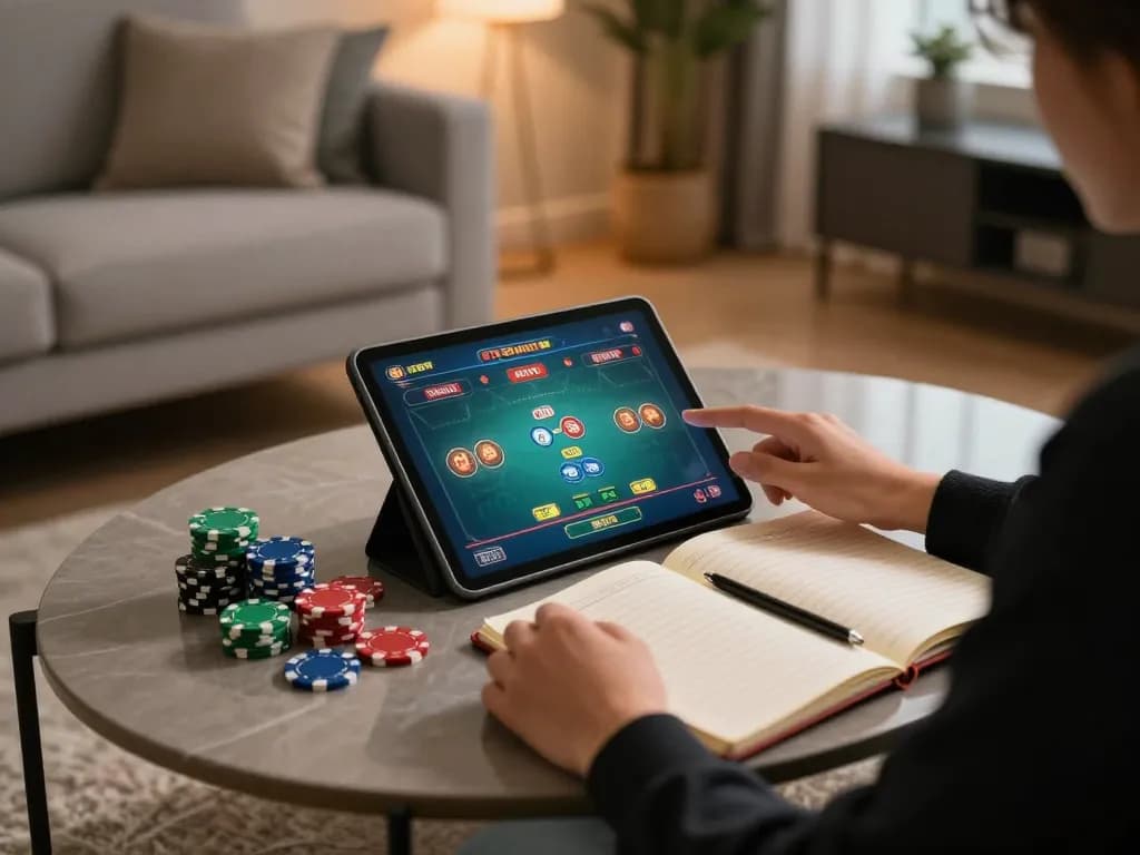 Player enjoying online casino games at home with dn88 app open on tablet