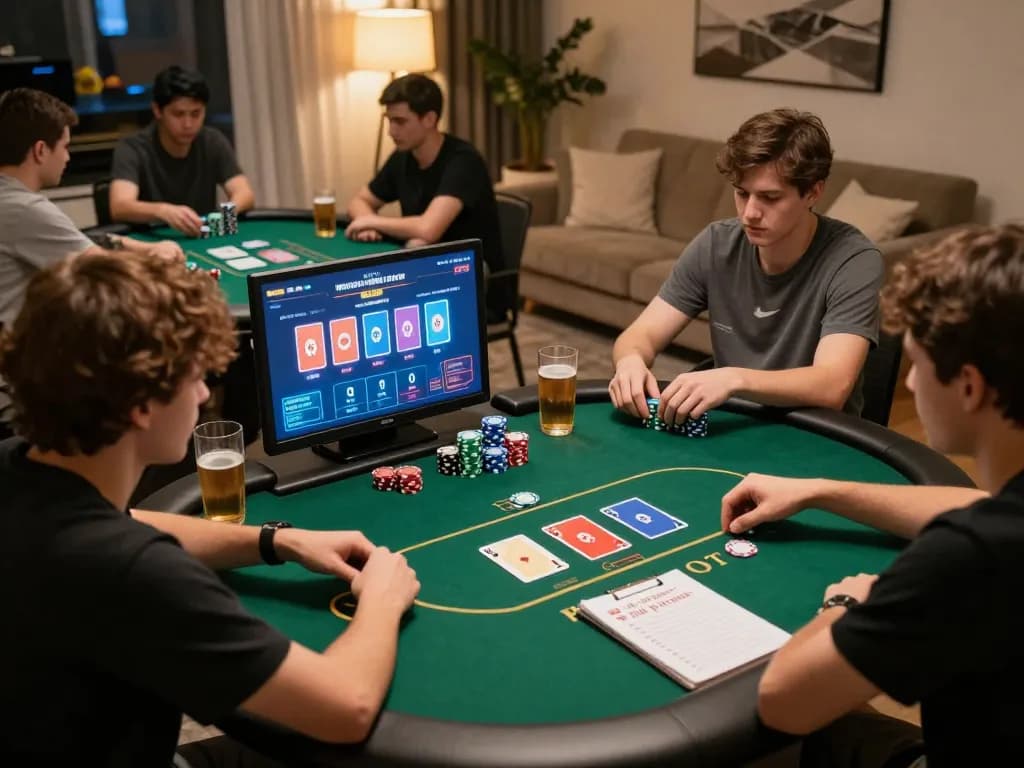 Players engaging in strategic gameplay on F8BET during a lively online poker session at home.