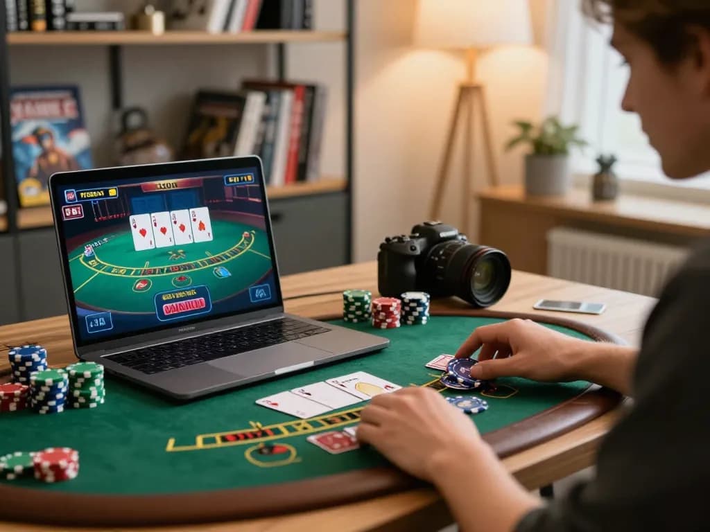 Engaging in an online blackjack game on tt88.com with chips and cards visible