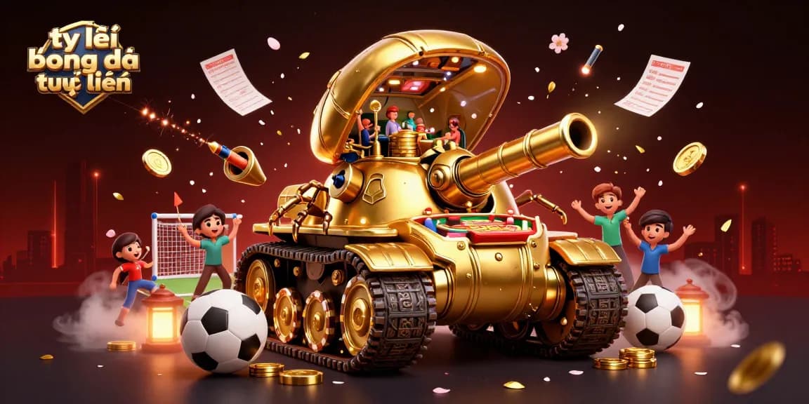Experience thrilling sports betting action at tỷ lệ bóng đá trực tuyến, featuring a golden beetle tank casino amidst dazzling elements.
