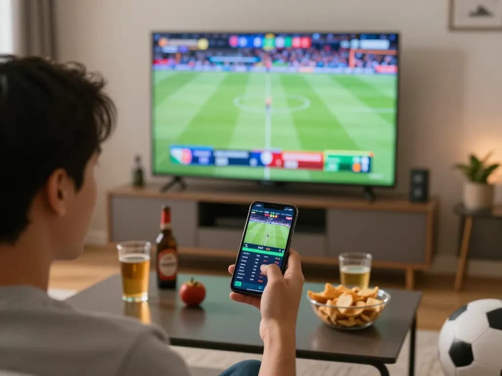 Person engaging in MM88 online sports betting while enjoying a live game, highlighting excitement and action.