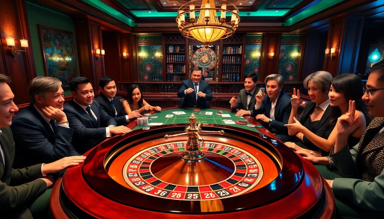 Thrilling scene at https://789win223.com/ showcasing vibrant casino action with roulette and excited players.
