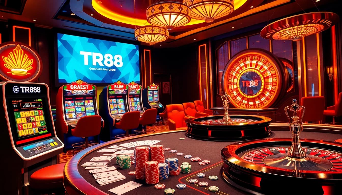 Players enjoying the excitement of online casino games at TR88, with vibrant tables and dynamic action.