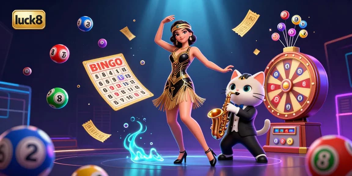Engage in thrilling games with luck8 in a vibrant lottery scene showcasing rich 3D visuals and dynamic elements.