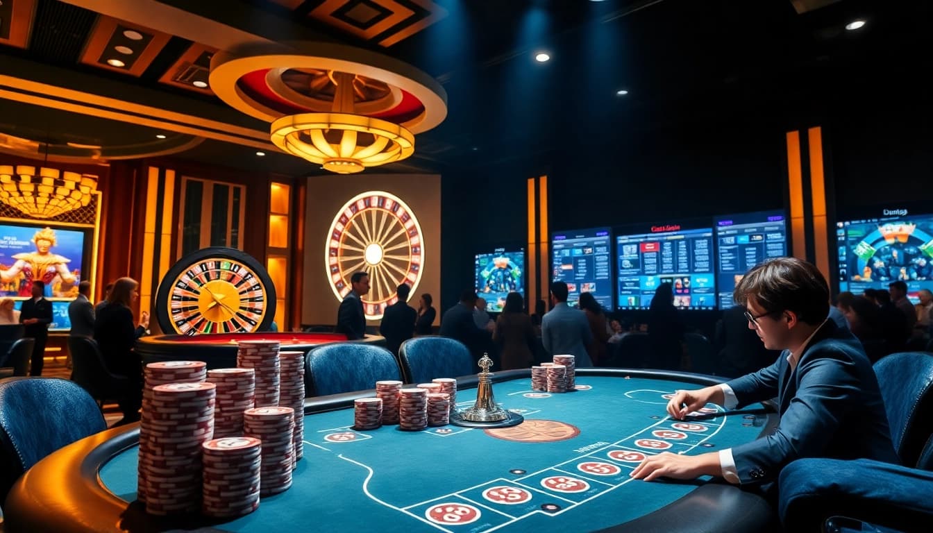 Daga players enjoying a high-stakes poker game in a luxurious casino environment