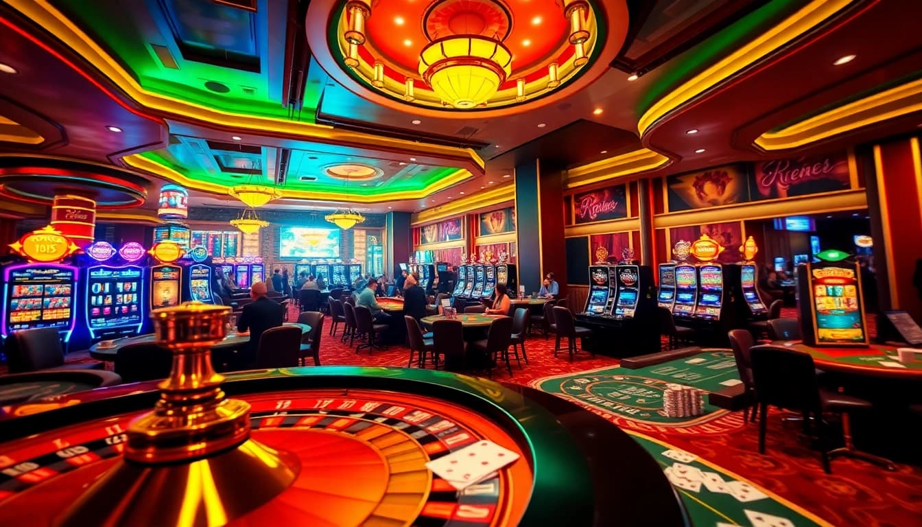 Experience the thrill of gaming at Nhà cái 9BET with poker tables, roulette wheels, and vibrant slot machines.