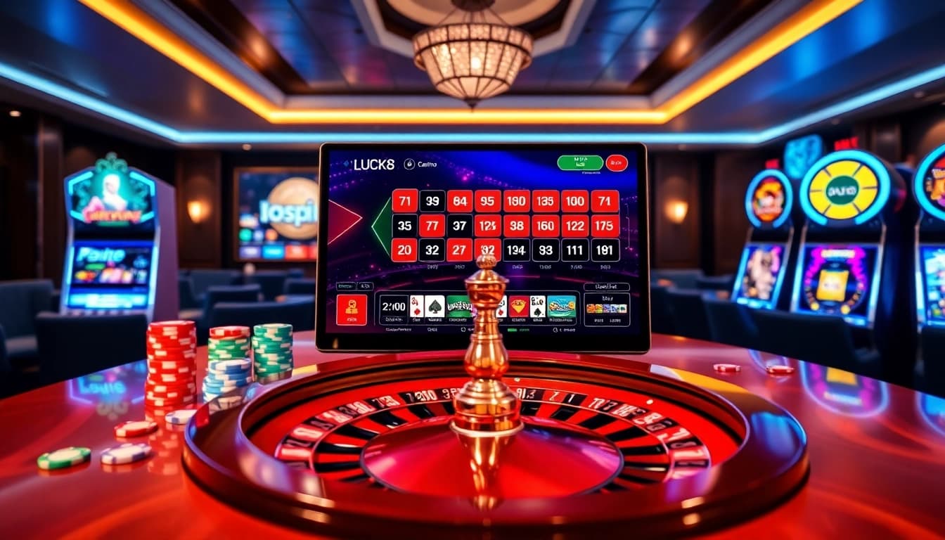 Experience the luxury of online gaming with LUCK8's vibrant casino atmosphere.
