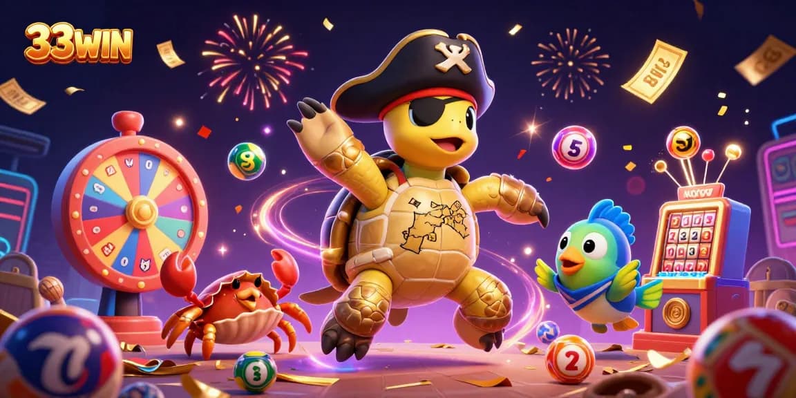 33WIN engages players with a vibrant casino adventure featuring colorful lottery actions and dynamic prize elements.