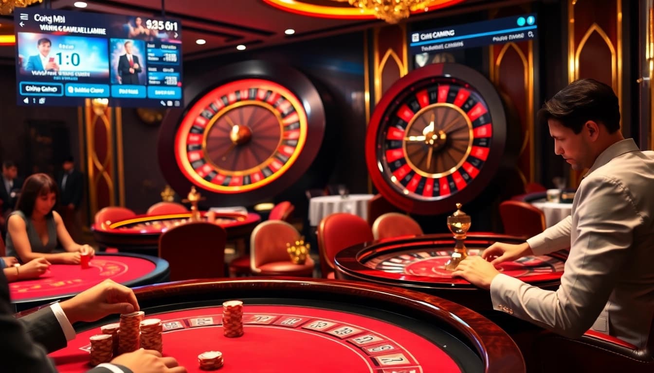 Experience the thrill of Cổng game B52 with vibrant casino tables and high-stakes action.