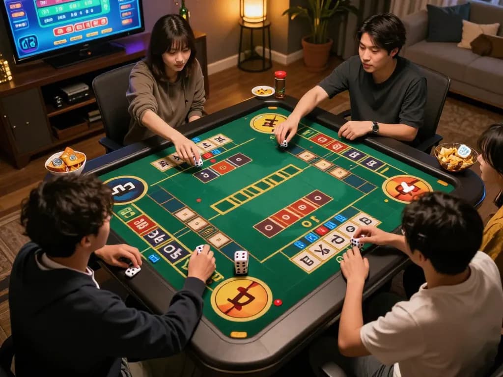 Players enjoying Tài Xỉu on GO88 app, showcasing strategic betting and excitement in cozy home setup.