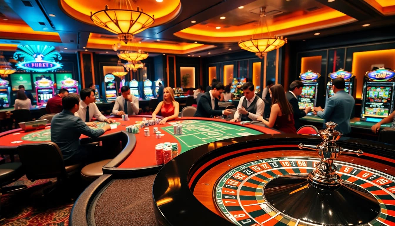 Experience thrilling gameplay at https://vin88ac.com/ with vibrant casino tables and exciting slot machines.