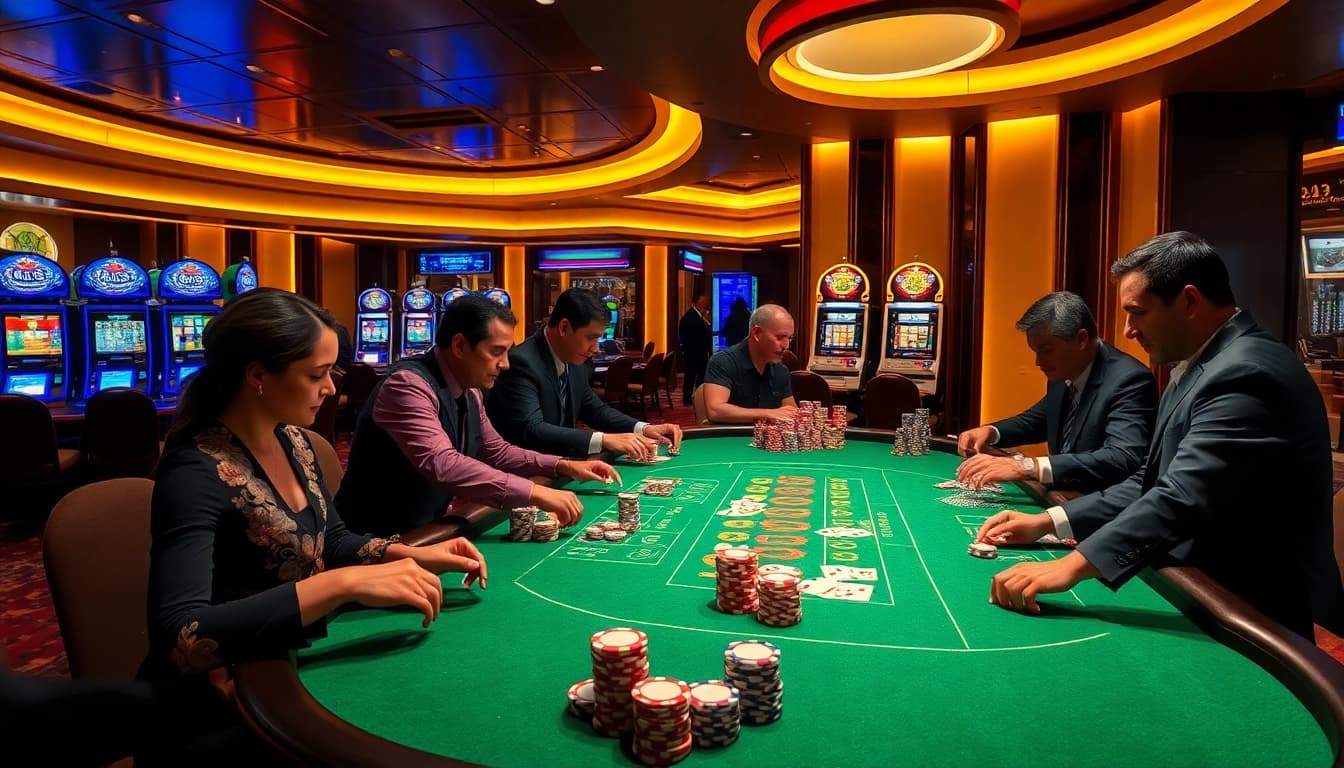 Experience high-stakes gambling at its finest with the luxury dh88 gaming table and vibrant atmosphere.