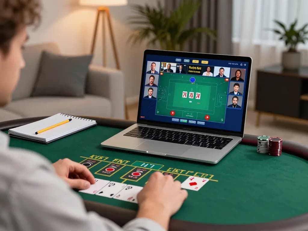 Engaging in live dealer blackjack on thabet with strategic notes visible