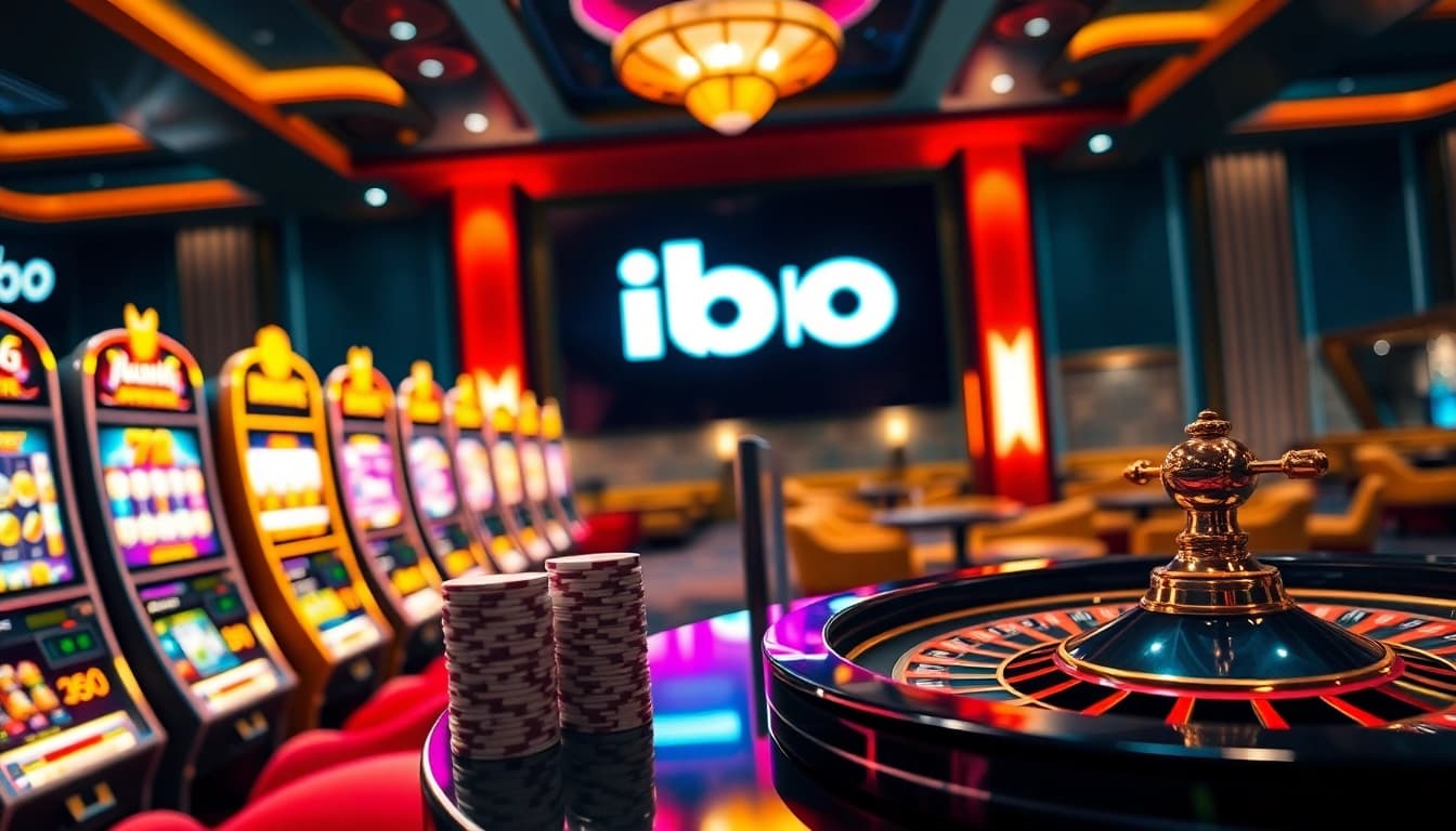 Experience the thrill of playing ibo slot with vibrant slot machines and elegant casino ambiance.