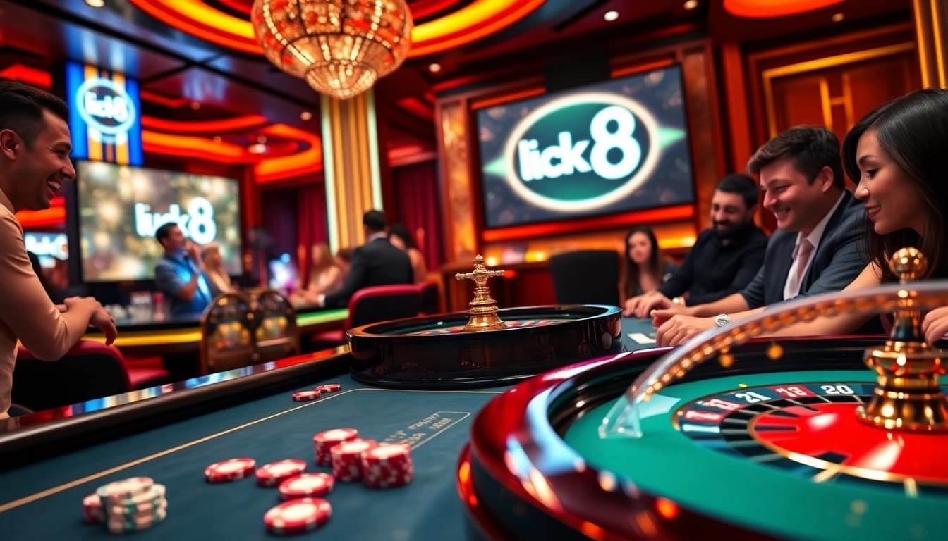 Experience the thrill of winning at Luck8's casino, featuring elegant tables and vibrant games.