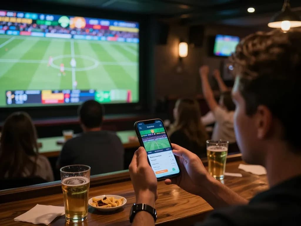 Engaged bettor using sunwin app during live sports event for real-time strategy