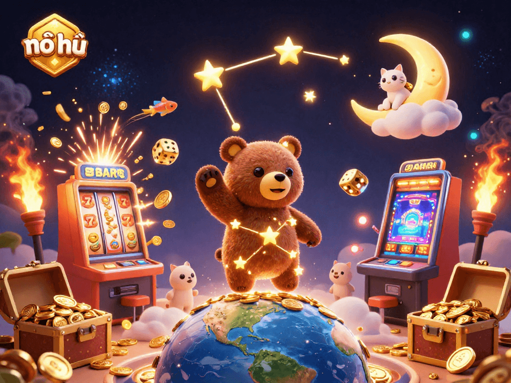 Experience the thrill of nổ hũ with vibrant 3D casino elements, including golden jackpots and dynamic gameplay.