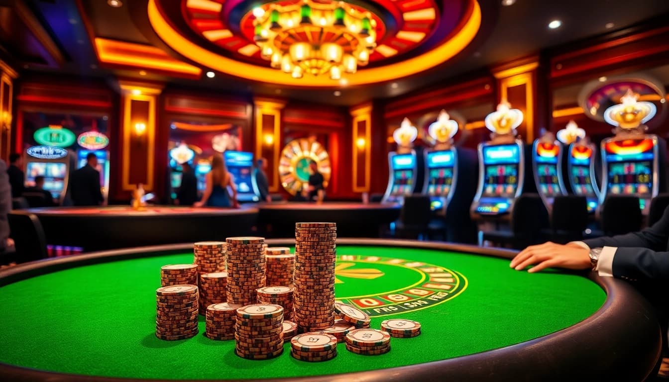 Experience the excitement at BL555's poker table with luxury chips and vibrant roulette.