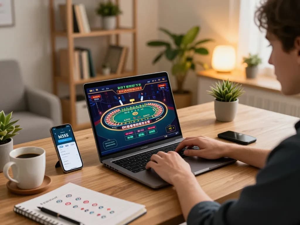 Player enjoying live dealer games on bl555, showcasing a vibrant online casino atmosphere
