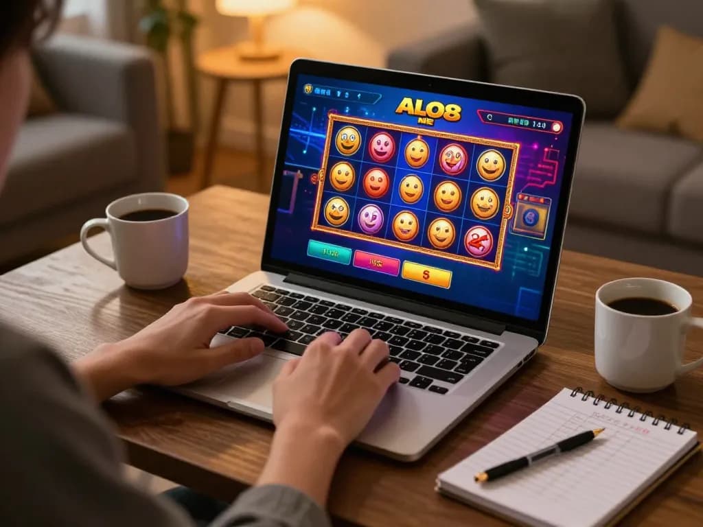 Engaging online gameplay on ALO8 ME casino platform, showcasing vibrant slot game graphics.