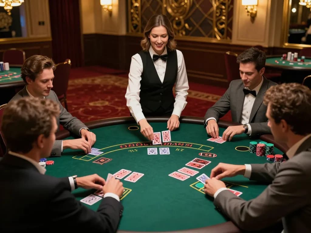 Engaging players at a blackjack table in sc88 casino, showcasing strategic card gameplay.