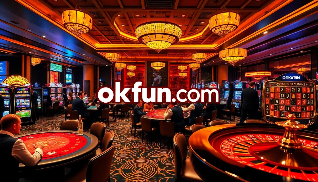 Experience thrilling gambling action at okfun.com with stylish players at casino tables.