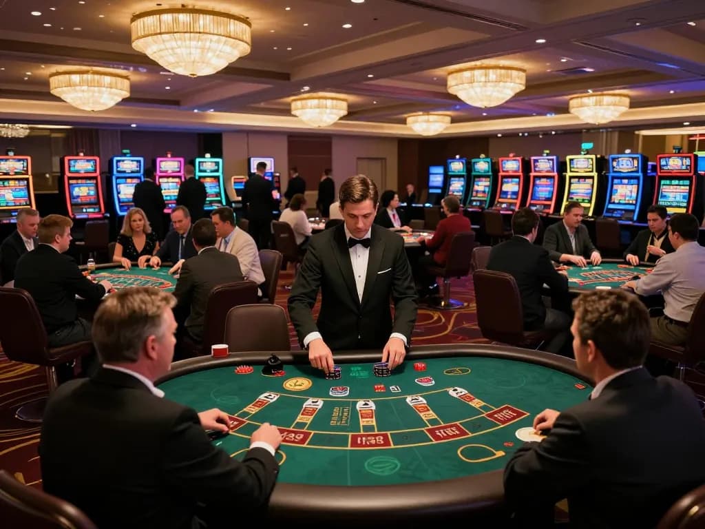 Players enjoying blackjack games at FB88 casino, showcasing thrill and engagement in gambling.