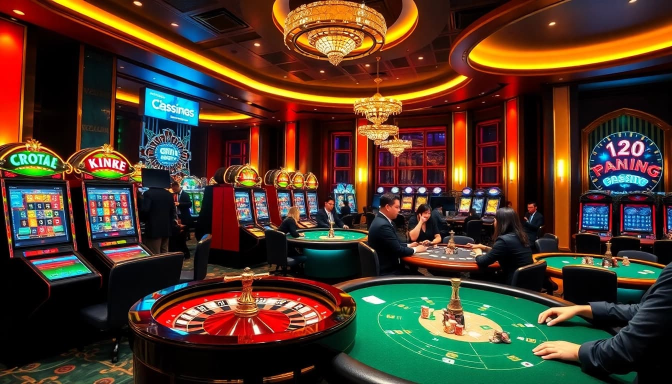 Enjoying a thrilling casino experience at https://gg88m.com/ with vibrant slots and roulette wheels.