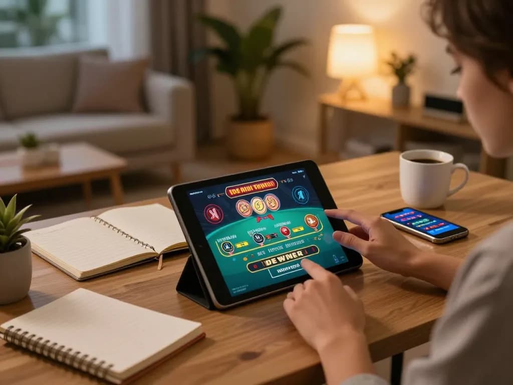 Engaging in online gaming on the 4444WIN plataforma while enjoying a cozy home environment.