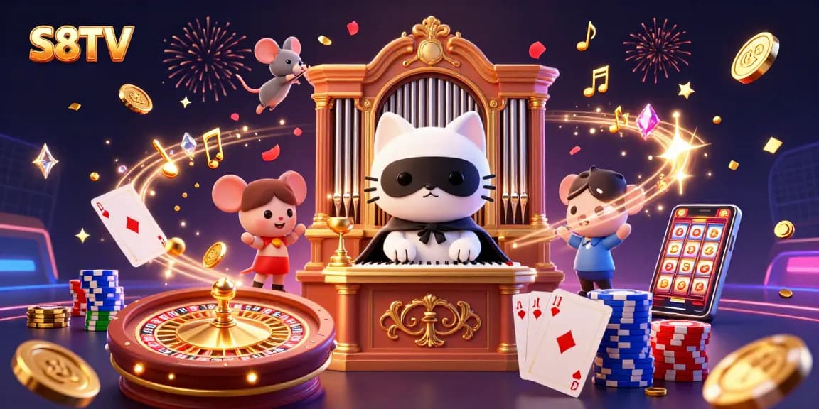 Engage with S8TV's vibrant casino experience featuring 3D characters, coins, and games.