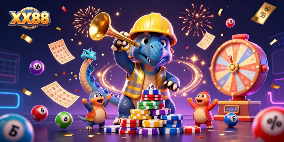 Experience thrilling jackpots at XX88 with a vibrant and dynamic casino illustration.